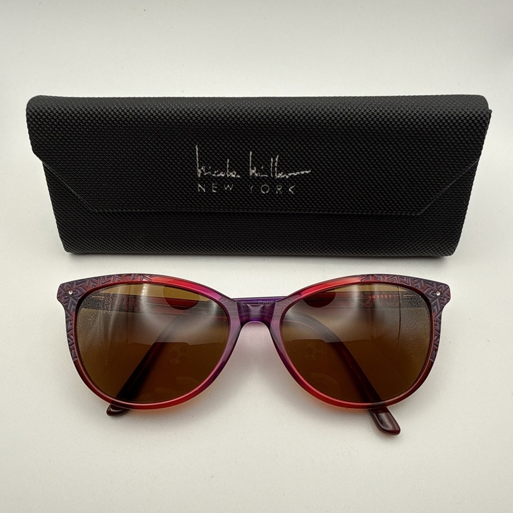 AUTHENTIC NICOLE MILLER "CALYER" Burgandy Sunglasses 55mm 17 140 & Travel Case - Picture 4 of 9